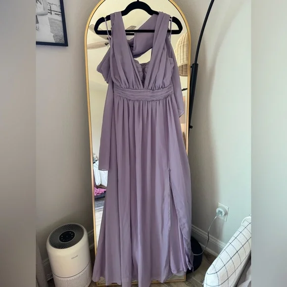 slim fit dress slacks Duntery Bridesmaid Dress Sleeveless Chiffon Long Dress with Bowknot, Chocolate main image 1